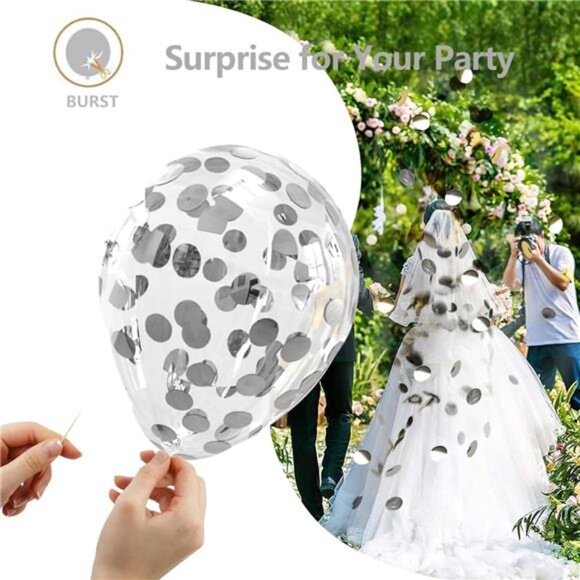 White Silver Balloon Garland Kit,100Pcs White Silver Metallic Chrome and Silver - Picture 5 of 7